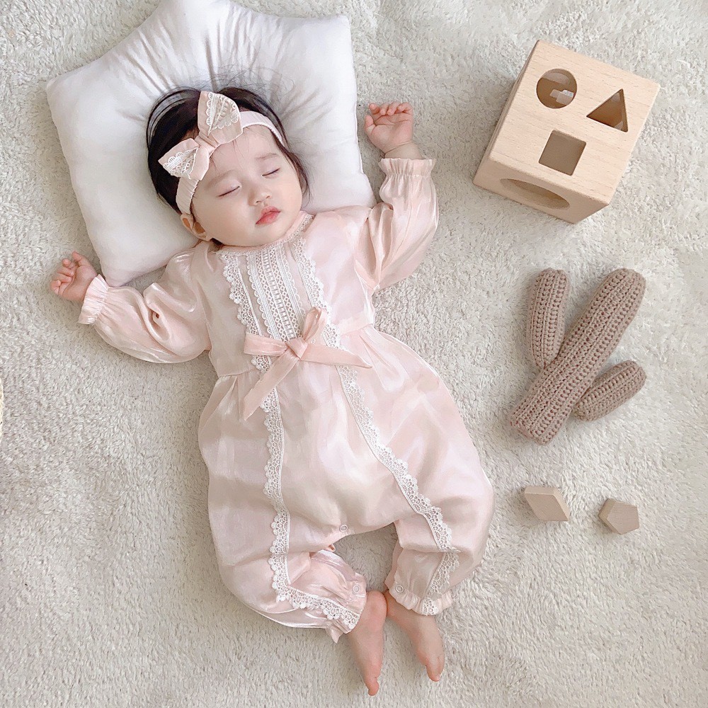 Body bé gái lụa bóng trong lót cotton KÈM NƠ ĐẦU