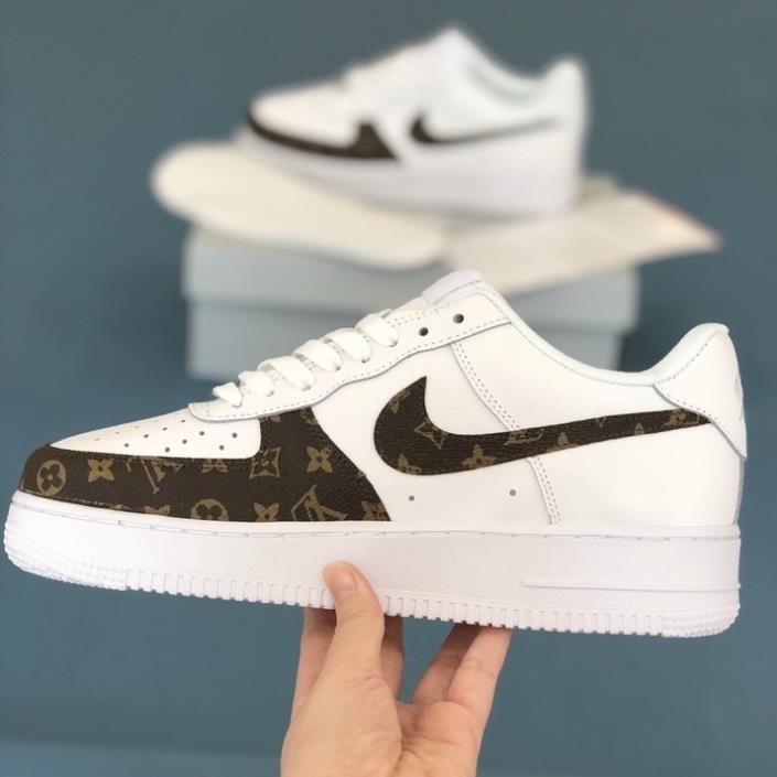 Giày Air Force 1 Nam Nữ, Giày Sneaker AF1 LV Nâu Trắng Cổ Thấp Thời Trang Cao Cấp Hottrend 2022