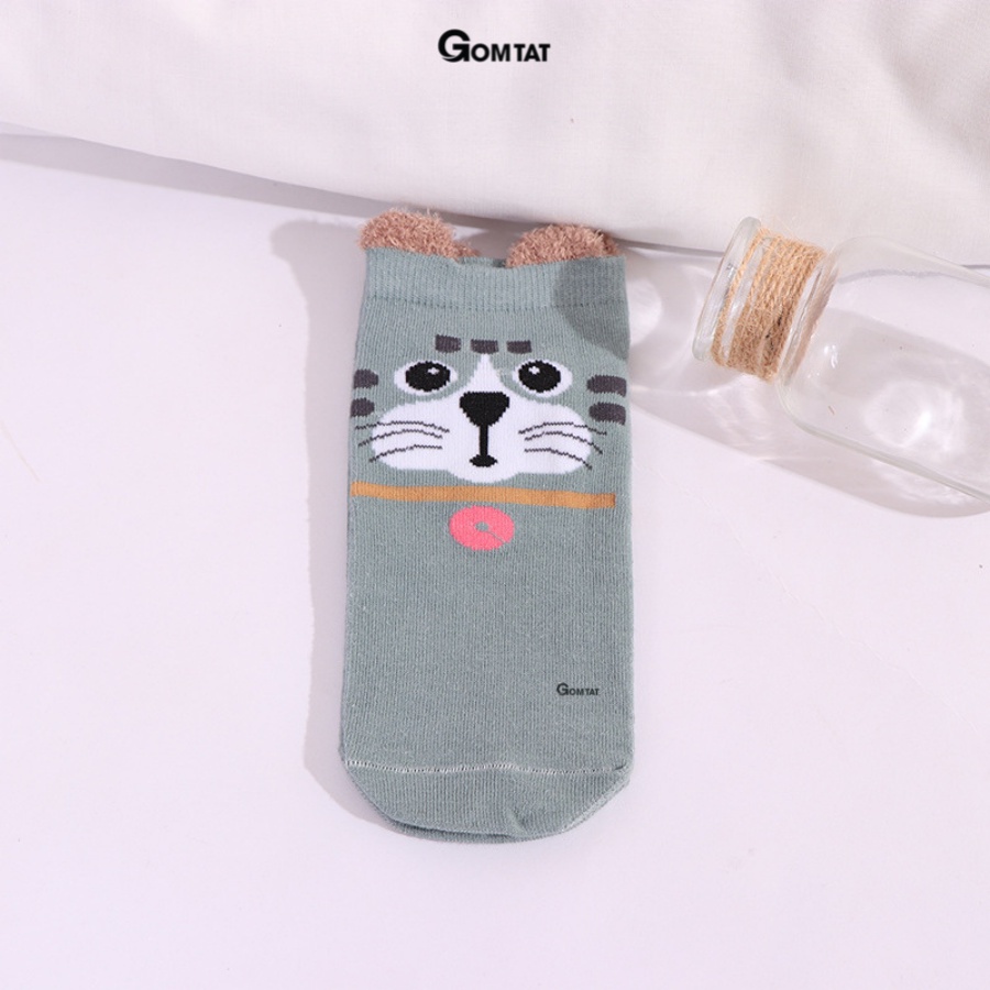 Set 5 đôi tất vớ nữ cổ ngắn GOMTAT hình tai gấu dễ thương nhiều màu phong cách Hàn Quốc - LISU-TAIGAU-03