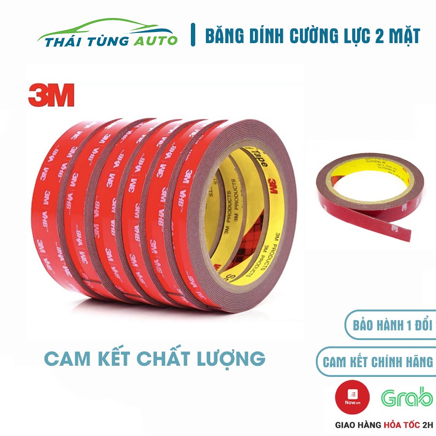 Băng dính 3M siêu dính 2 mặt cường lực, băng keo 2 mặt dài 3m bản 1cm cho xe ô tô