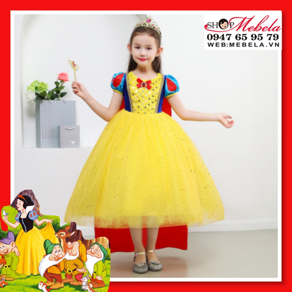 Váy đầm công chúa Bạch Tuyết cực xinh cho bé 13-35kg có sẵn