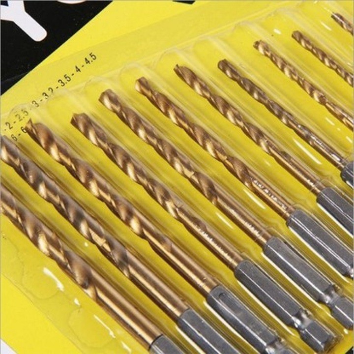 Bộ 13 Mũi Khoan Xoắn Tròn Mạ Titanium Cao Cấp 1.5-6.5mm