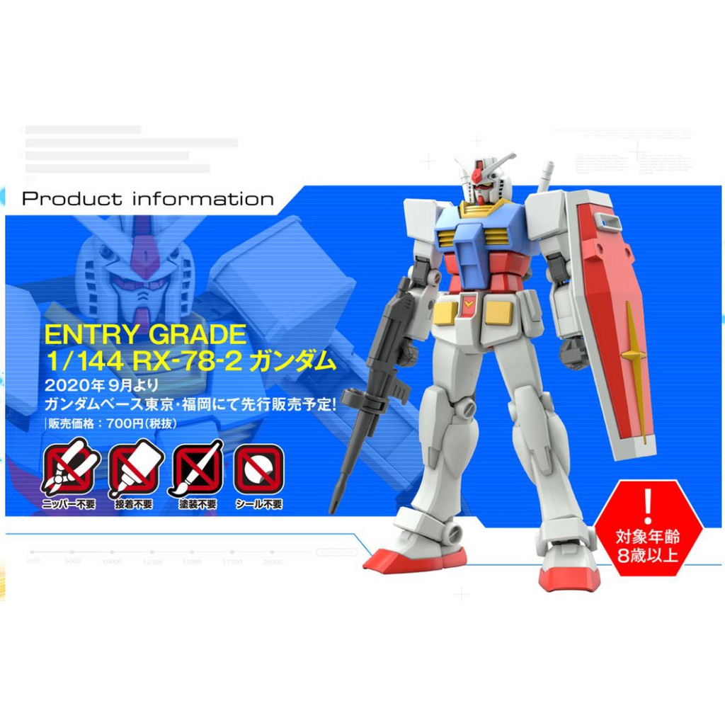 Gundam Bandai EG RX-78-2 Entry Grade 1/144 Mô Hình Đồ Chơi Lắp Ráp Anime Nhật