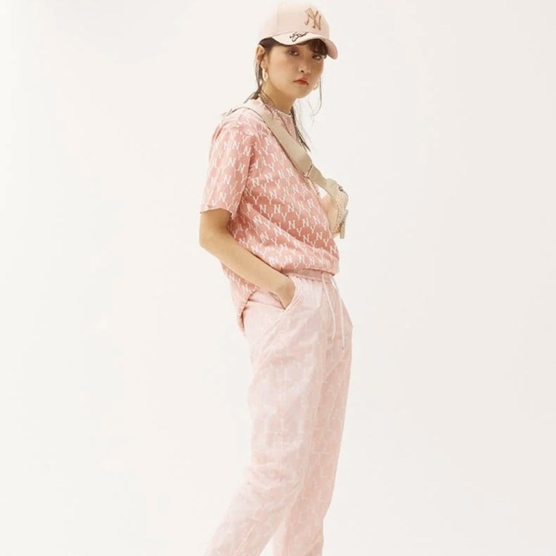 Áo Thun MLB Monogram Pink Tee Full Tag Xuất Xịn