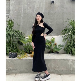 ĐẦM BODY ĐEN CUTOUT EO CỔ YẾM TD 🌸