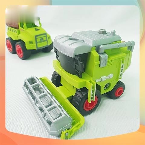 Đồ Chơi Túi 4 Xe Ô Tô Nông Nghiệp Máy Cày Tặng Kèm Tua Vít cho Bé