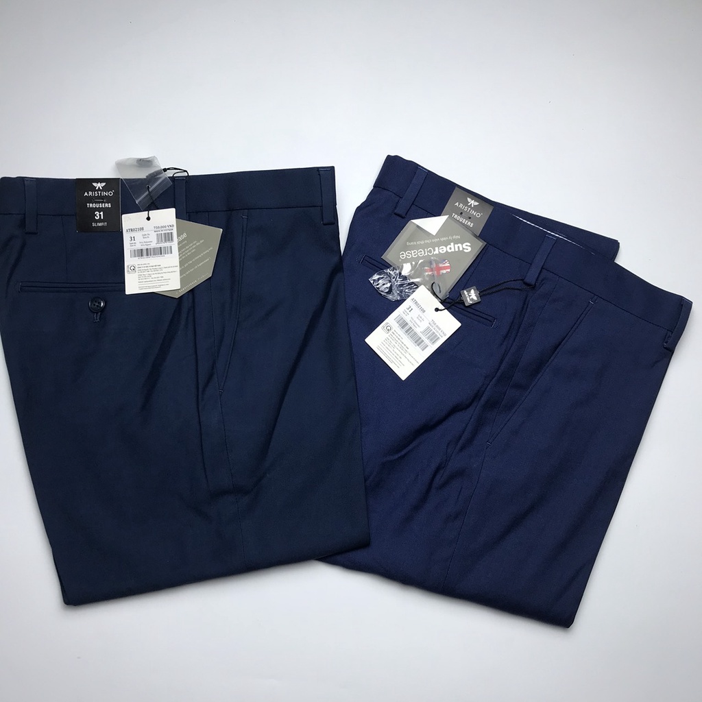 Quần tây công sở nam Aristino xanh tím than dáng slim fit chất liệu polyester cao cấp mềm mịn ATR02108