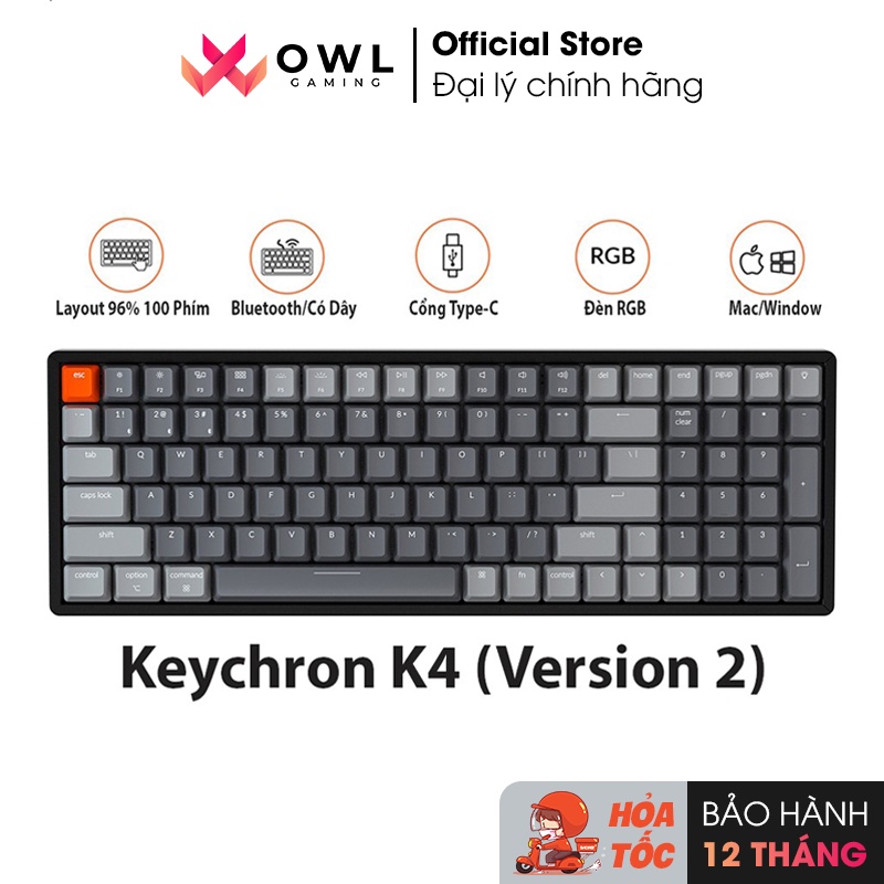 Bàn phím cơ Keychron K4 V2 (Hàng chính hãng)