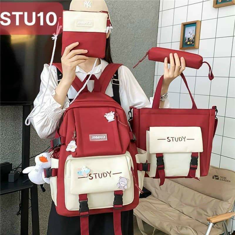 Bộ Balo 4 Món Combo 4 Món STU phối màu Ulzzang