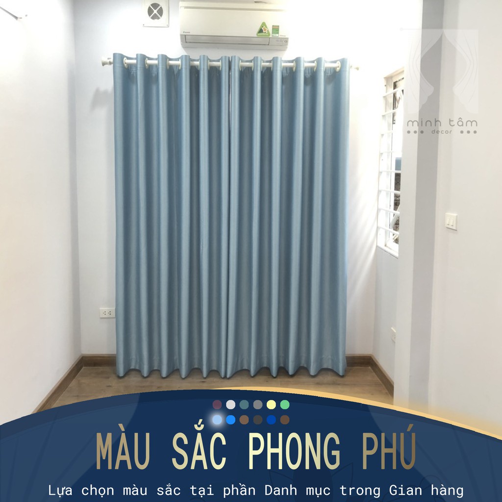 Rèm cửa màu xanh thiên thanh LV chất lệu vài dệt 3 lớp chống nắng 98% dụng làm rèm cửa sổ phòng ngủ hoặc rèm phòng khách