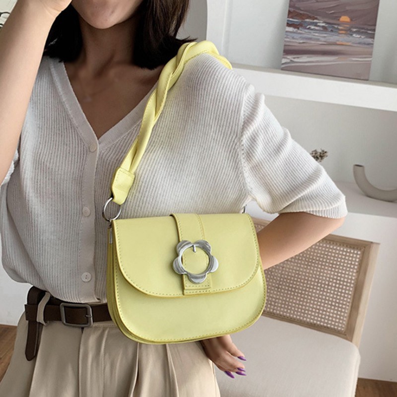 Túi Đeo Chéo Màu Trơn Thời Trang Đơn Giản Cho Nữ