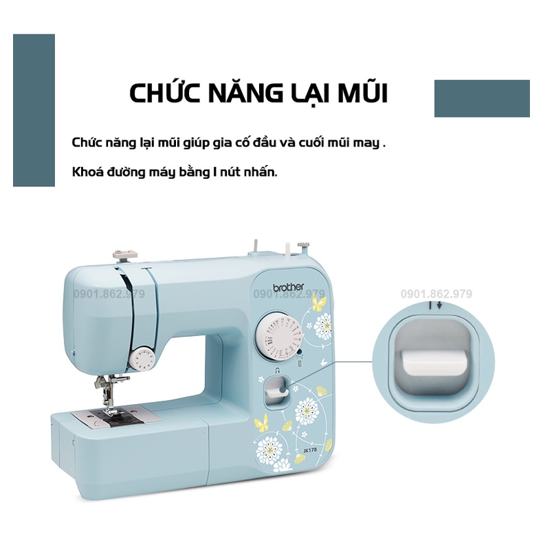 Máy May Gia Đình Brother JK17B Xỏ Chỉ Tự Động