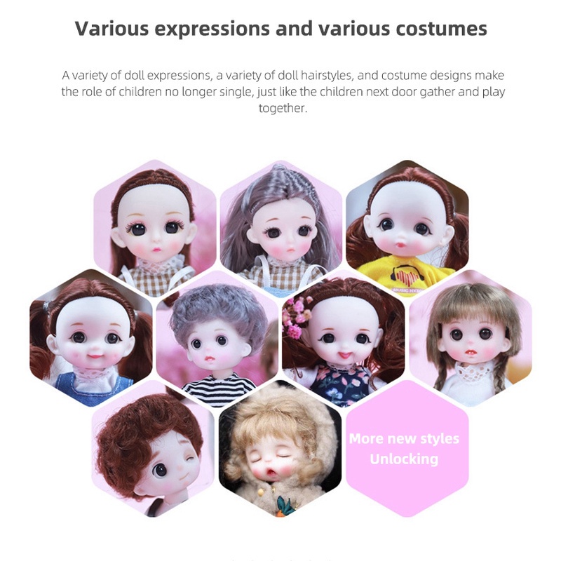 Búp Bê BJD 3D Mắt 3D Và 13 Khớp Nối 16cm Tỉ Lệ 1 / 12