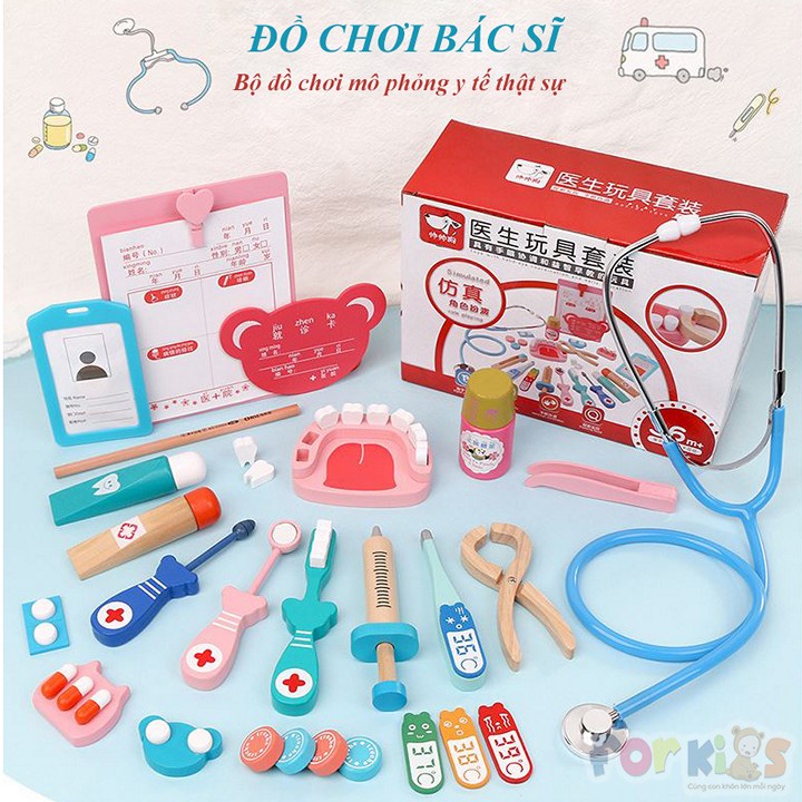 [Mã LIFETOYS1 giảm 30K đơn 99K] Đồ chơi Bác sĩ gỗ cho bé, đồ chơi khám răng nha khoa cho trẻ em