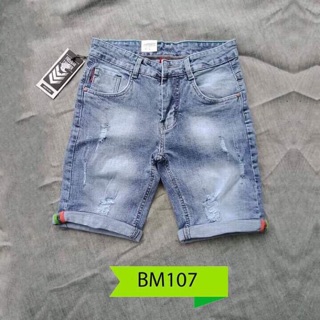 Quần short jean nam phối thời trang
