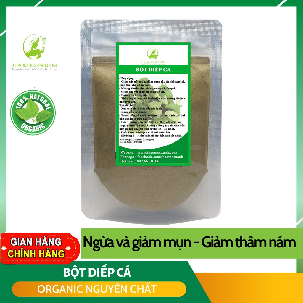 Bột Diếp Cá sấy lạnh nguyên chất 100% Organic - Thảo Mộc Xanh