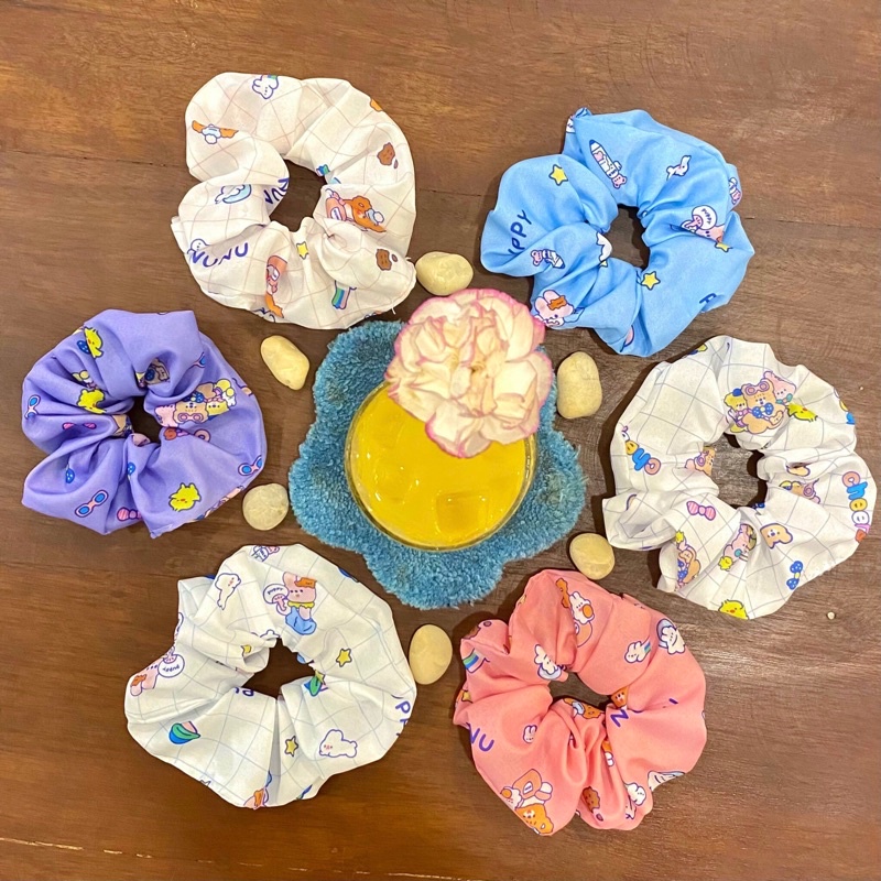 Cột tóc vải scrunchies phong cách Hàn Quốc buộc tóc nhiều màu dể thương cho nữ