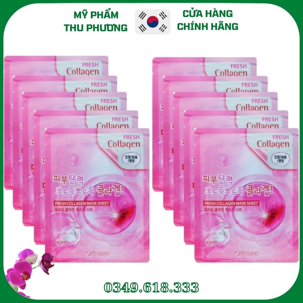 10 Mặt nạ giấy dưỡng da Collagen Mỹ phẩm thiên nhiên chăm sóc da chính hãng Hàn Quốc 3W Clinic Fresh Collagen mask sheet