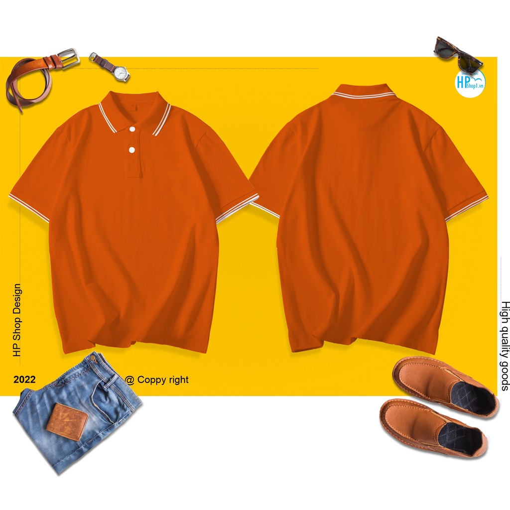 Áo polo nam HP Boutique vải trơn chất cá sấu Cotton co giãn 4 chiều, form Basic viền trắng lịch sự đẳng cấp HPBOPM08