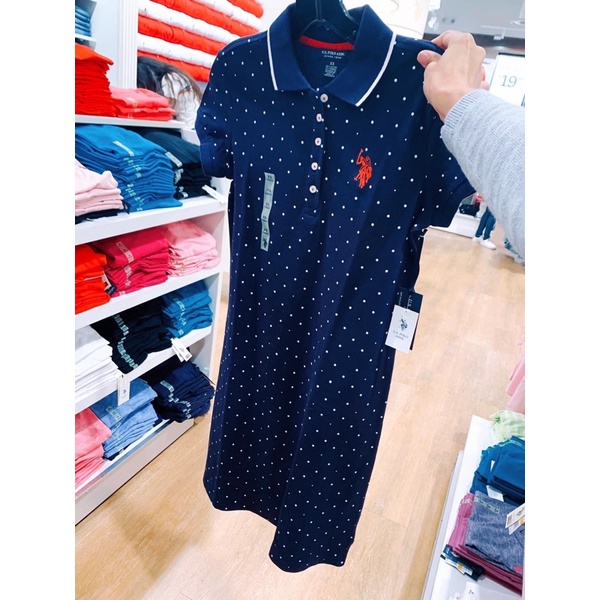Đầm US polo thun cotton co giãn tốt chất vải mềm mại phù hợp công sở, vui chơi thể thao năng động, dáng xuông, cổ tròn o