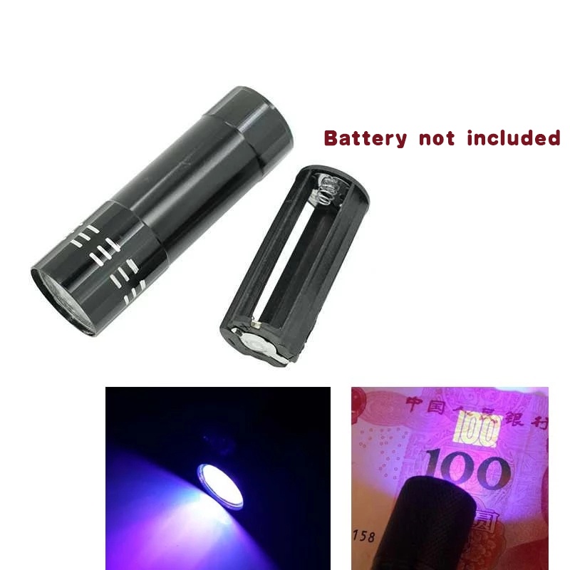 Đèn Pin Mini 9 Bóng Led Ánh Sáng Tím 4.5V Chống Thấm Nước Kiểm Tra Tiền Giả