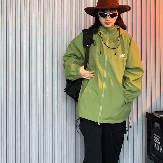 Áo khoác ZHELIHANGFEI form rộng họa tiết thêu theo phong cách retro đường phố dễ phối đồ