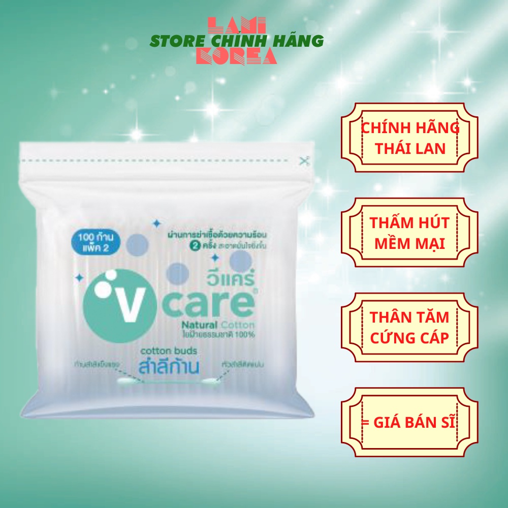 Tăm bông Cotton Buds Natural Jar 100% cotton thân tăm cứng cáp chính hãng thái lan