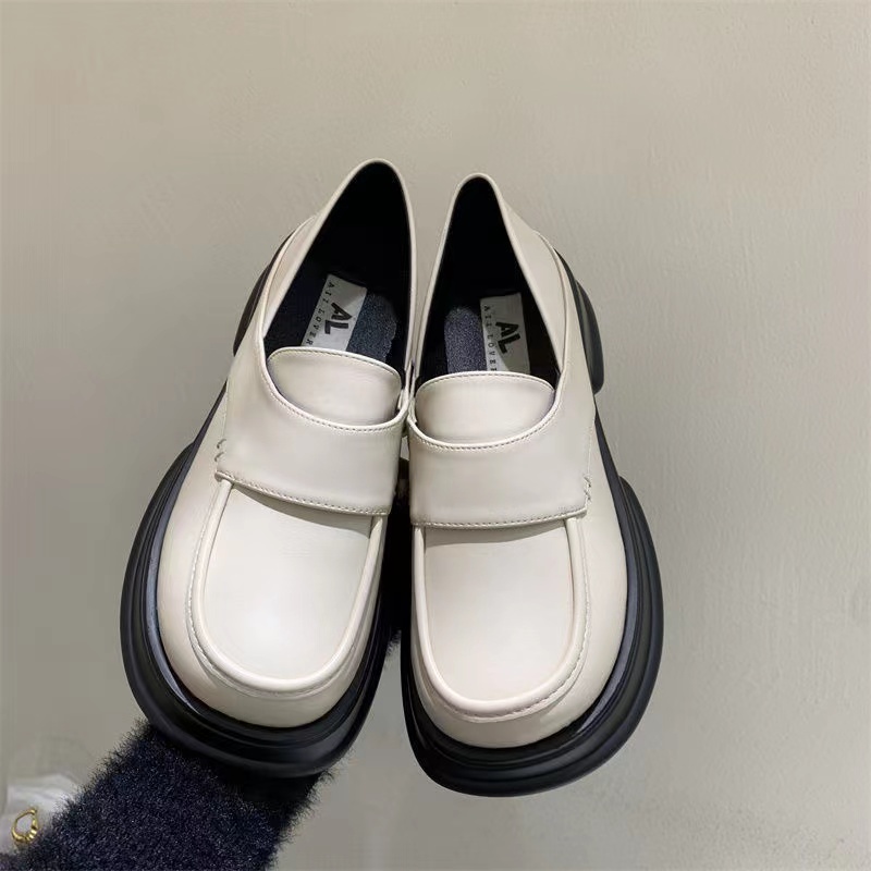 Giày Da PU Mũi Tròn Đế Dày Thoải Mái Phong Cách Retro Cho Nữ
