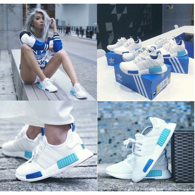 Giày NMD trắng xanh