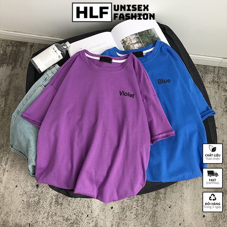 Áo thun trơn tay lỡ form rộng Unisex 7 màu chữ, áo phông form rộng tay lỡ HLFashion