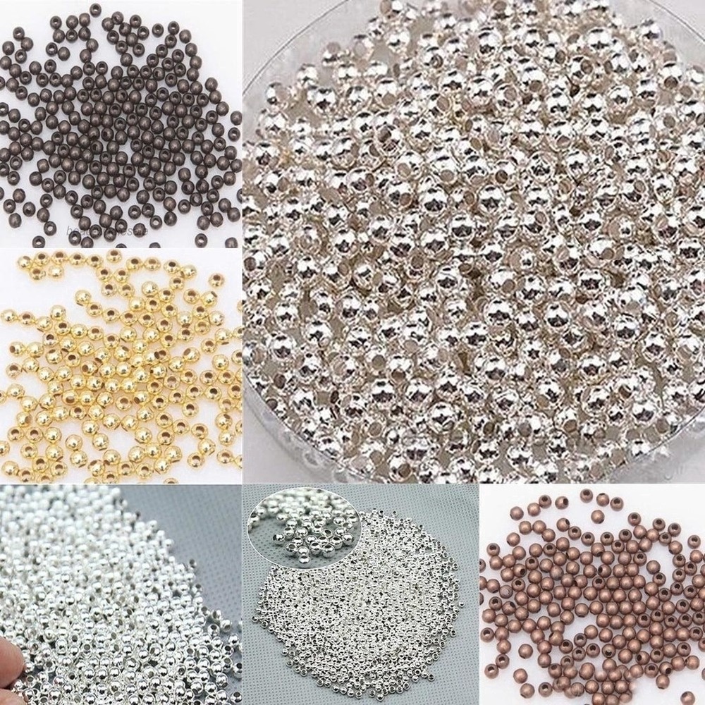 Bộ 1000 Hạt Xâu Chuỗi Bằng Đồng / Vàng 3mm Dùng Làm Trang Sức DIY