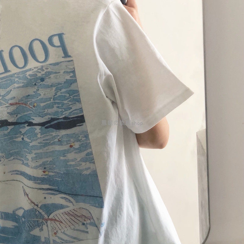 Áo thun HIIXIIVI 100% cotton tay ngắn cổ tròn in hình trước và sau phong cách Hàn Quốc thời trang mùa hè 2022