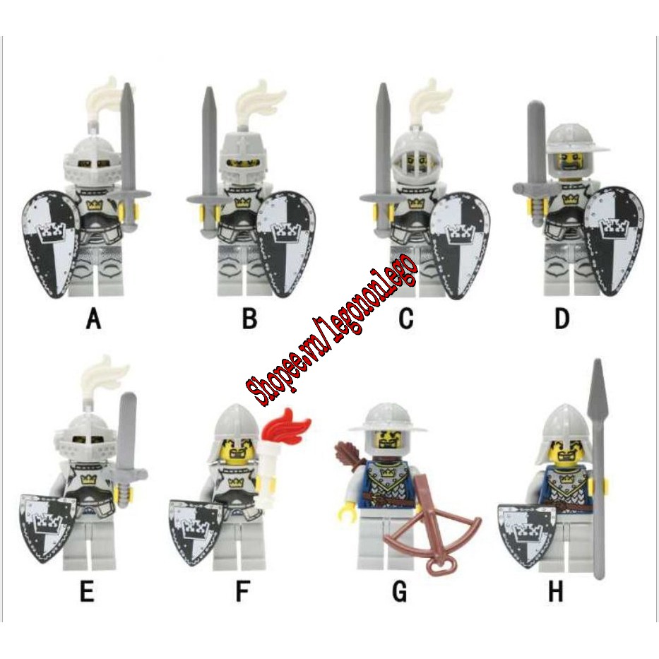 Lego Castle Minifigure lính trung cổ quân đội White Crown