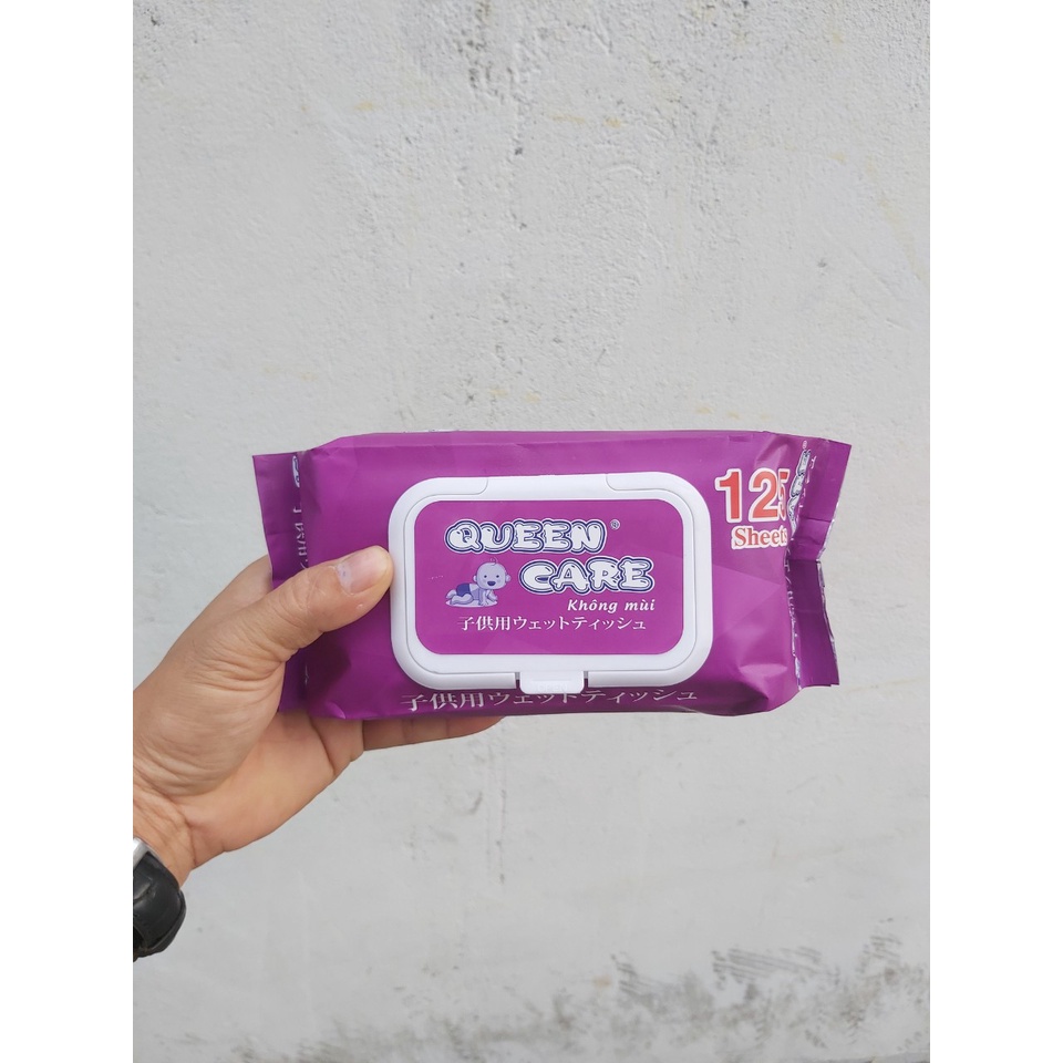 Combo 4 gói khăn ướt Queen Care 125 tờ/ Gói không mùi, không hoá chất, hàng xuất Khẩu đi Nhật Bản