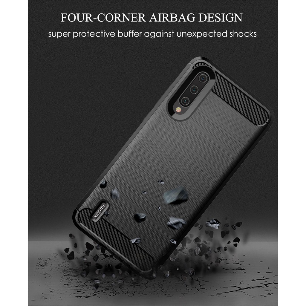 Ốp lưng Xiaomi Mi A3, Ốp Carbon phay xước chống sốc chống vân tay cho Xiaomi Mi A3