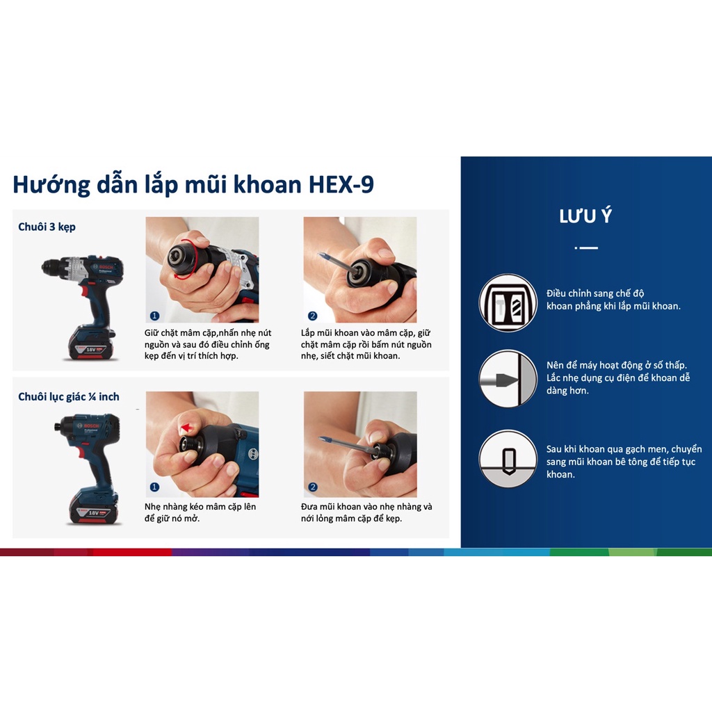 1 Mũi khoan cao cấp cho gạch cứng Bosch HEX-9 chuôi lục giác - CHÍNH HÃNG