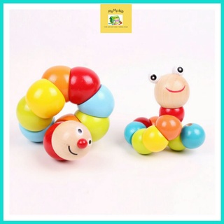 Đồ chơi con sâu bằng gỗ nhiều màu giúp bé rèn luyện bàn tay khéo léo