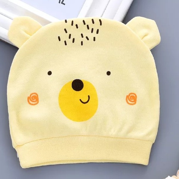 Mũ/Nón 100% Cotton Siêu Mềm Cho Bé Sơ Sinh Đến 4 Tháng Hình Tai Gấu Dễ Thương.