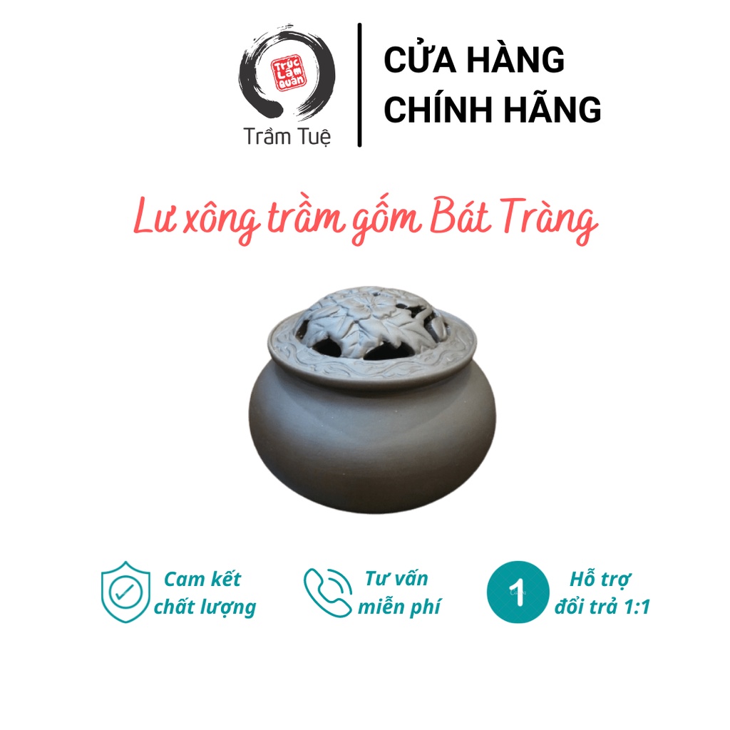 Lư xông đốt trầm hương chất liệu gốm cao cấp chuẩn Bát Tràng