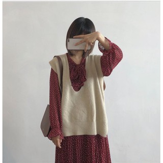 Áo ghi lê Không Tay đủ màu theo phong cách retro thời trang mùa thu đông cho nữ