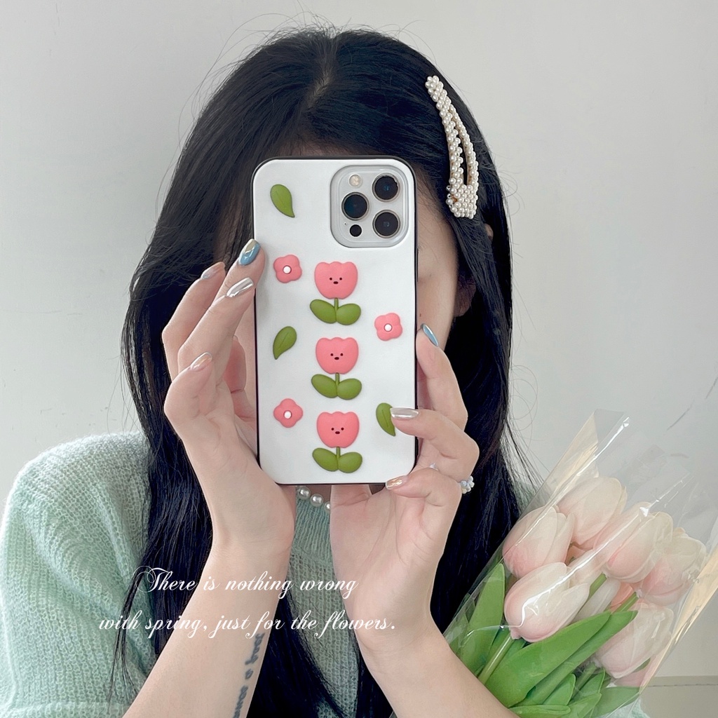 Ốp Điện Thoại Tpu Mềm Hình Hoa Tulip 3D Cho iphone 12 11 13 Pro Max 7 8 Plus 12 Pro Max X Xs Xr Xsmax