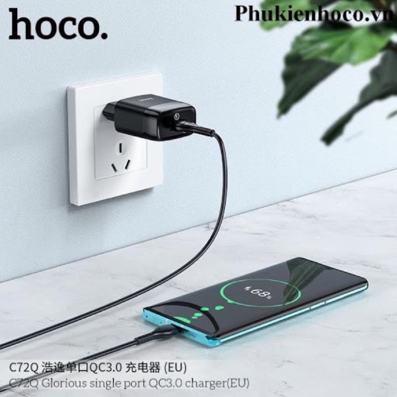 [hoco] BỘ SẠC NHANH 18W HOCO C72Q 1 CỔNG QC3.0 ĐẦU RA USB TYPE C, MICRO