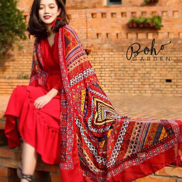 KHĂN BOHO du lịch Loại 1 - Khăn thổ cẩm hoạ tiết du lịch khăn choàng màu sắc