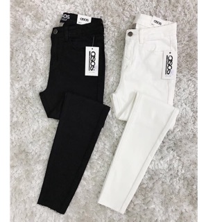 Quần skiny trắng đen 9 tấc tua lai mới