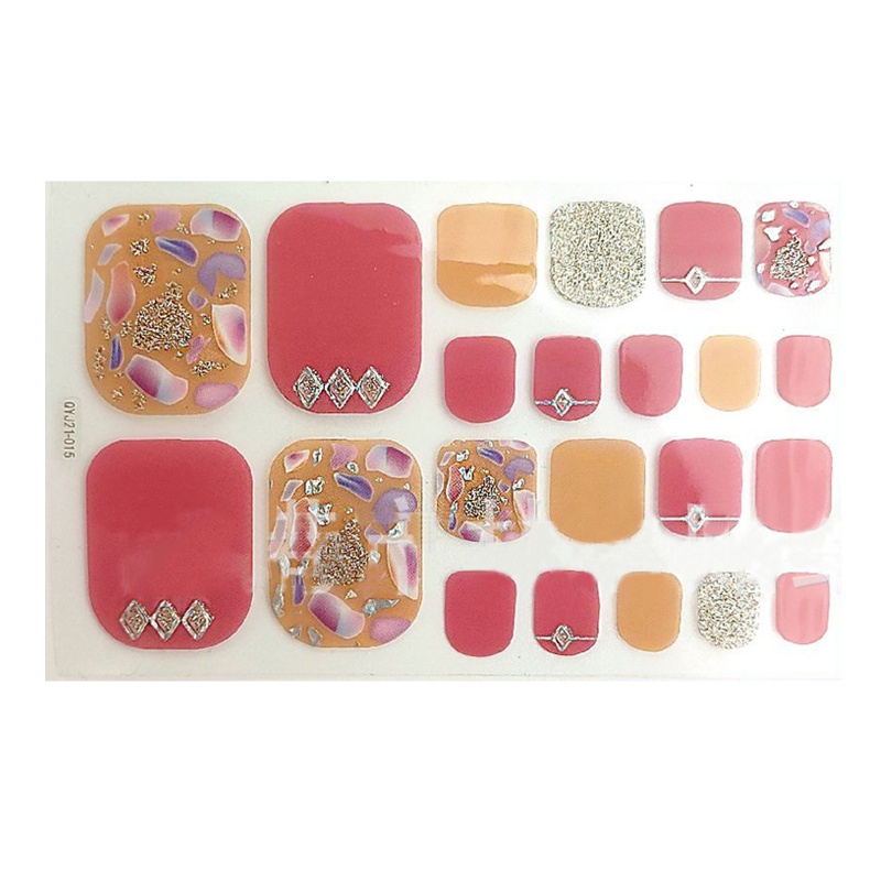 1 Tờ Nhãn Dán Móng Chân / Móng Chân Tự Dính Họa Tiết 3D Lấp Lánh DIY