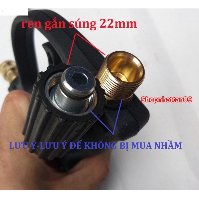 Bình Phun Bọt Tuyết+Súng Xịt Rửa Xe Cho Máy Rửa Xe (súng ren 22mm + bình bọt tuyết 1 lít )