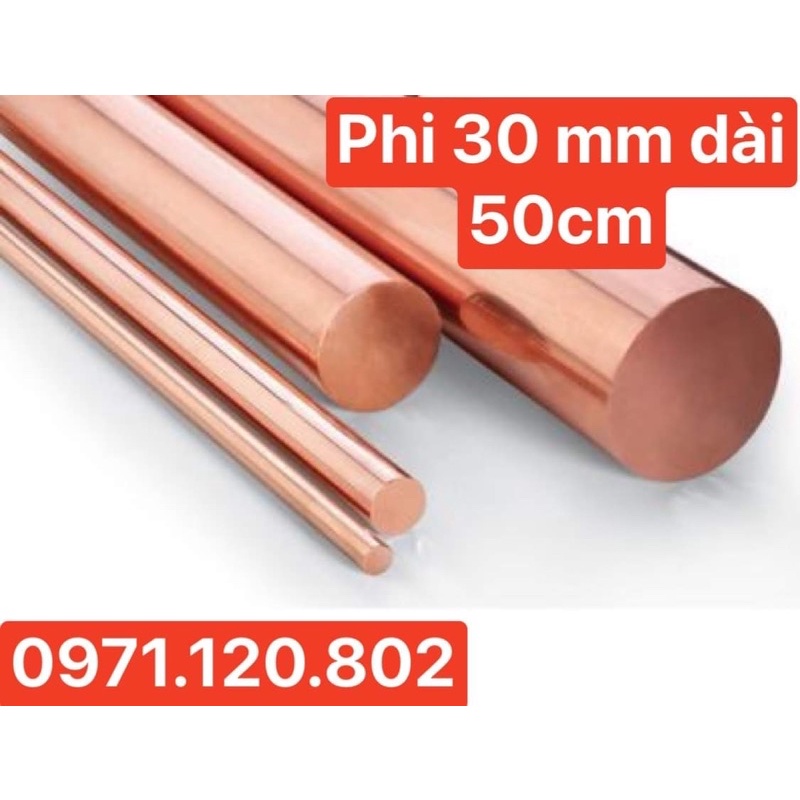 Đồng đỏ đặc D30mm dài 500 mm