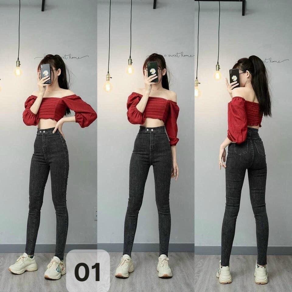 Quần Jean Nữ Lưng Cao, Quần Bò nữ Cạp Cao Co Giãn Ống Suông MuradFashion MS436