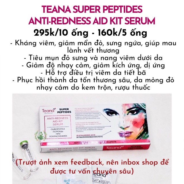 Serum Teana Super Peptides Anti-redness Aid Kit giảm sưng, mẩn đỏ, mụn, phục hồi da