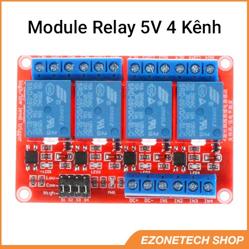 Module Relay 5V 4 Kênh Điện Áp Điều Khiển 250Ac/10A/30Vdc/10A Opto Cách Ly